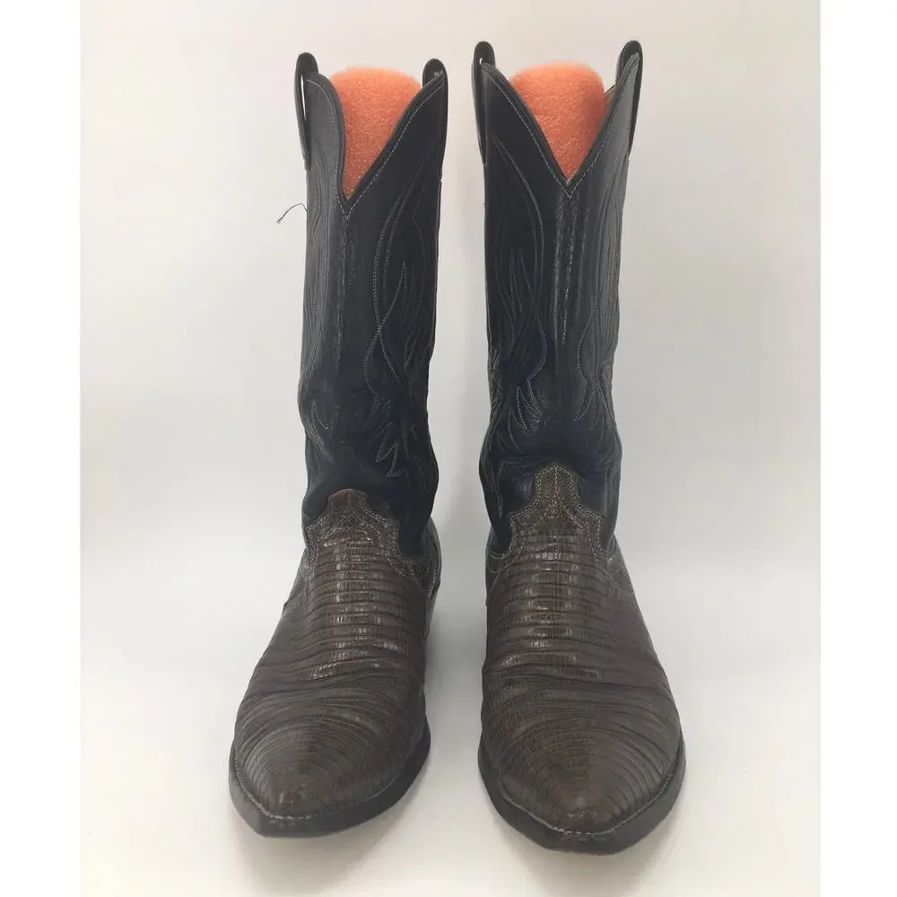 Vintage Justin Teju Lizard Leather Exotic Cowboy Boot Mens 9D 2867 Western READ